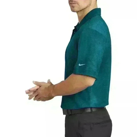 SOLD! Nike Golf Dri-Fit Stay-Cool Short Sleeve Crosshatch Polo Shirt Navy" - Picture 3 of 16